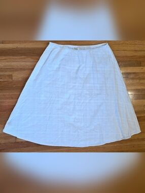 Eileen Fisher White Medium A-Line 100% Cotton Natural Skirt Light Elastic Waist